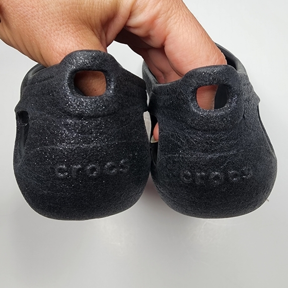 Crocs Metallic Black Mary Jane Flats J 5 - Picture 5 of 6